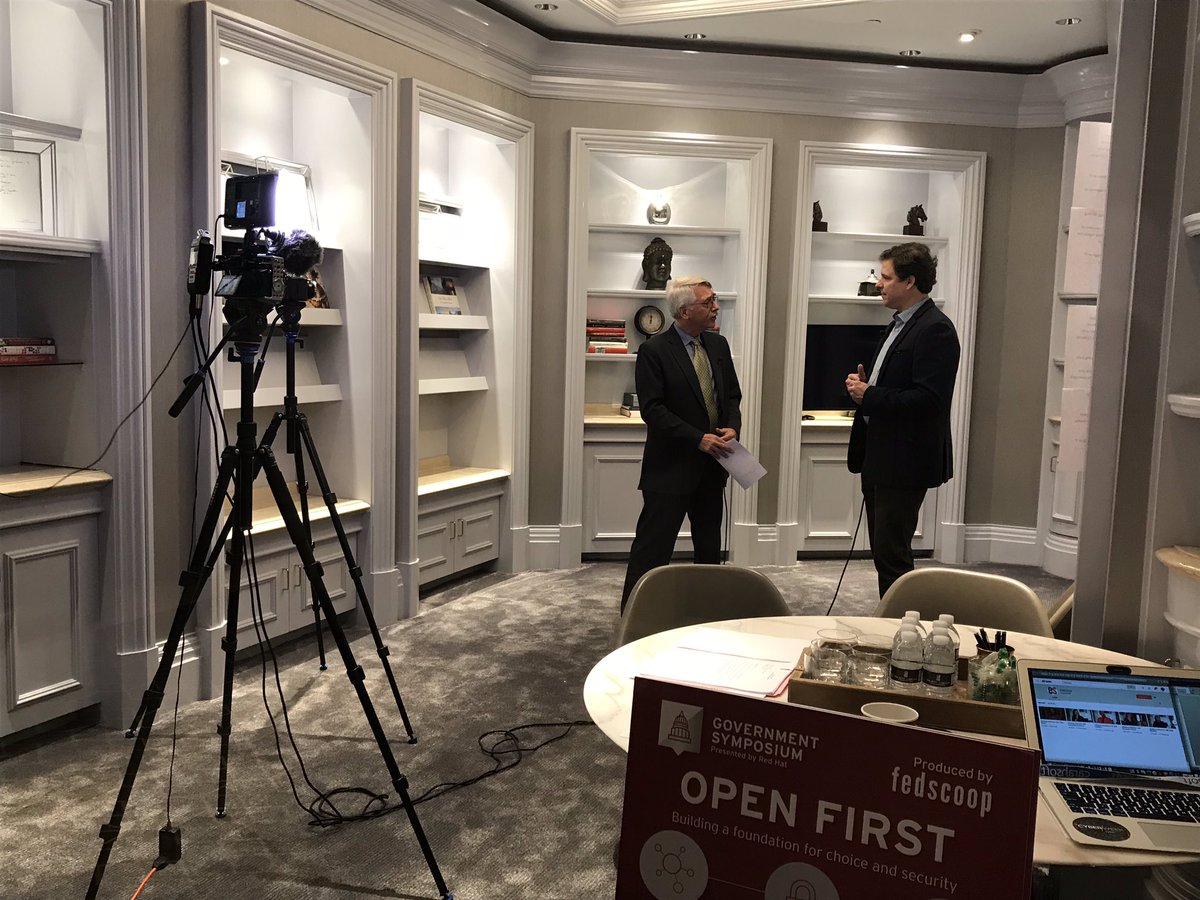 #BTS @ #RedHatGov w/ <a href="/CSRA_inc/">CSRA Inc.</a> Jay Olsen and <a href="/fedscoop/">FedScoop - @fedscoop.bsky.social</a>