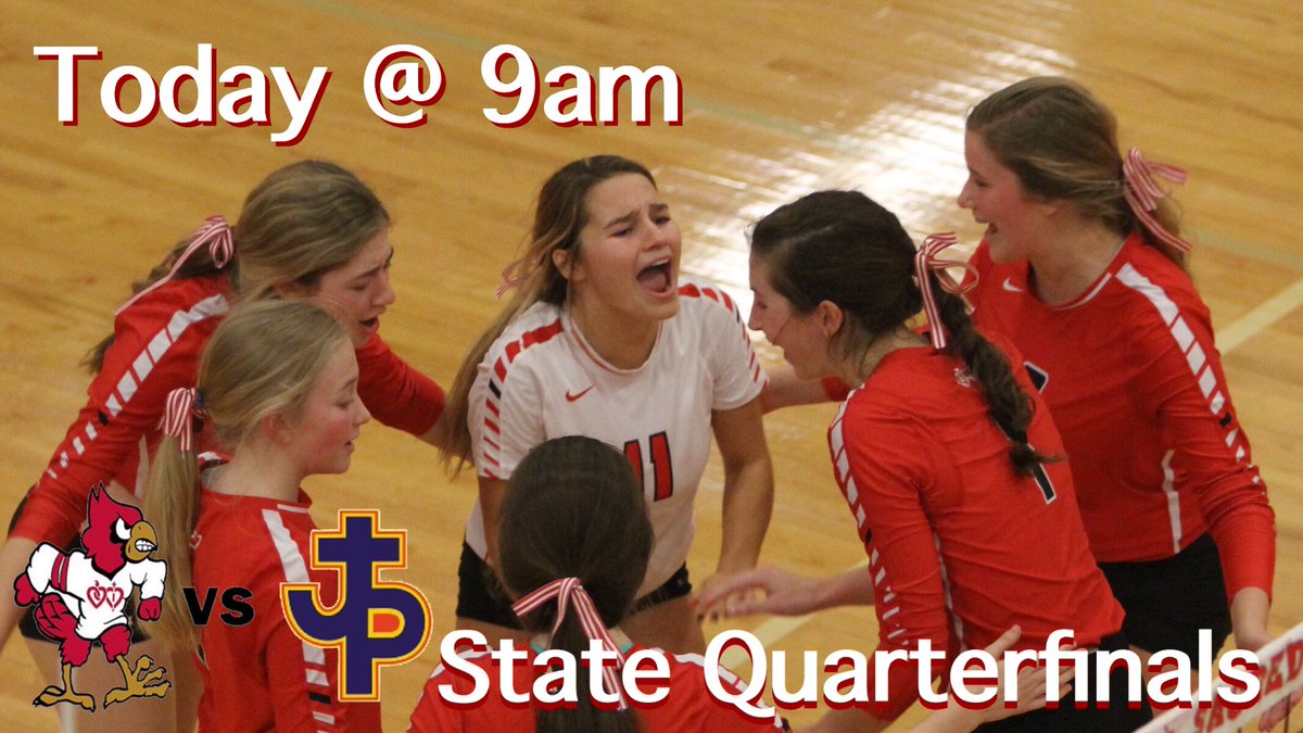 ASHRosarySports's tweet photo. It is time for the Pontch! Volleyball will take on the Jaguars from Pope John Paul in the State Quarterfinals! Good luck Cardinals! See you at the Pontchartrain Center Cardinal Fans! ❤️🏐 #ashrosary #ashvb #all❤️ #gocardinals #wearred https://t.co/JFF190TGPV