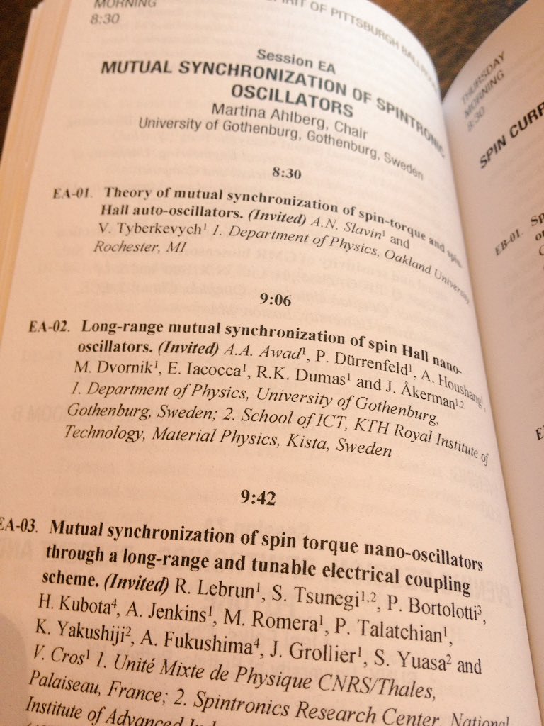 spintronicsHGW's tweet photo. Morning conference post. Most surprising: TI/CoFeB, SOT eff. switching sputtered TI, Wang, Minnesota, even with Py, Yang, Singapore! #MMM62 https://t.co/IFHH403wsq