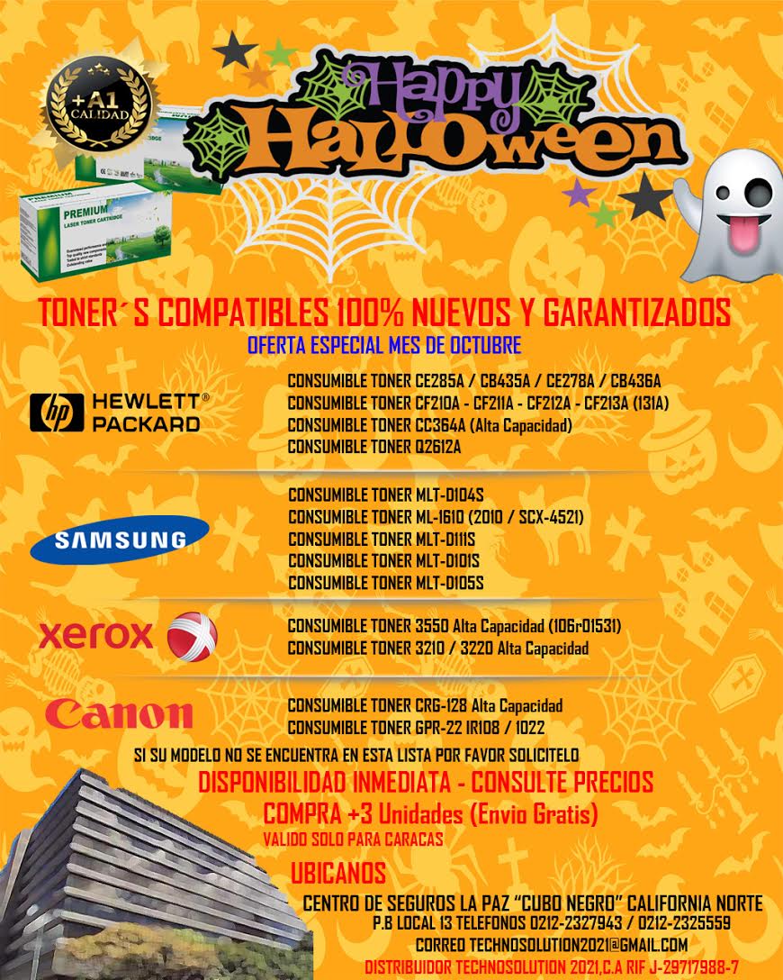 DTech2021's tweet image. #AunSeguimosPromoHalloween Aprovecha estos precios de #Espanto #halloween #Toners #FuenteDePoder #Routers y mas... Visitanos