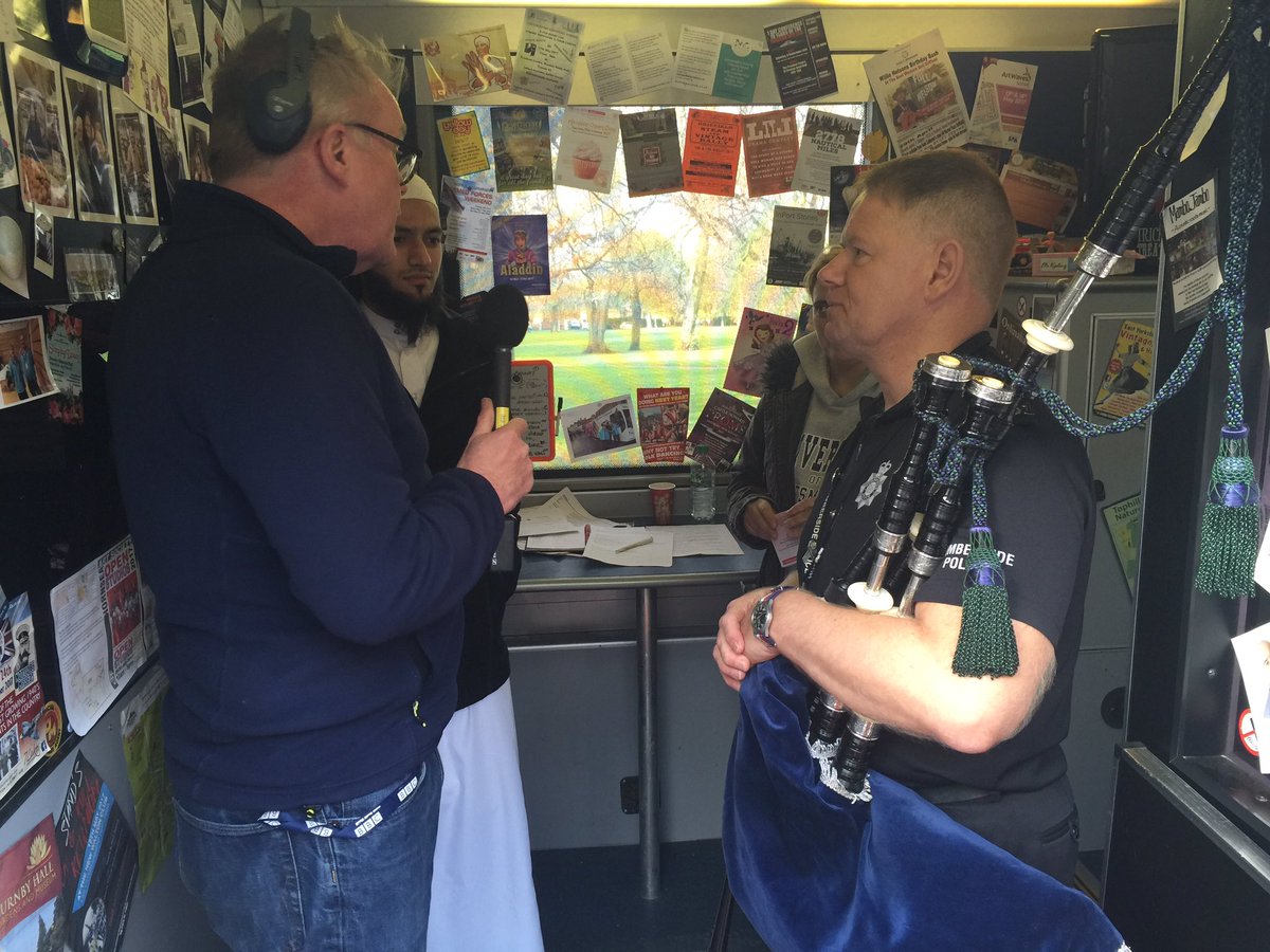 Humberbeat's tweet photo. Bagpipe playing PC Danny Fleming gives a rendition of 'Z Cars' and 'Scotland the Brave' live on @RadioHumberside @PhilWhiteradio https://t.co/PDIs2jXEcn