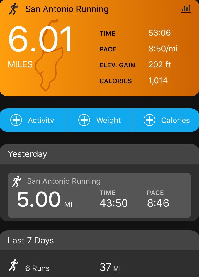 Horatio757's tweet photo. San Antonio weather is perfect for running this week! Hope it holds up for the #SARNR. #runhappy #running #runfocus https://t.co/M8DmkvAEGV