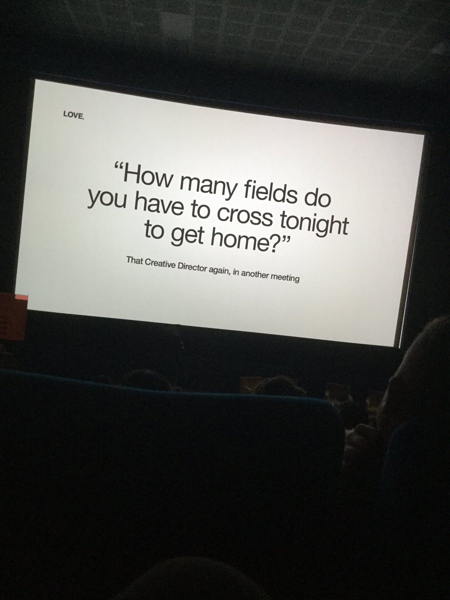 penhousedesign's tweet photo. “Clients don’t give a shit where you are from as long as the work is good” #designskillnet #DesignLeadersConf #designonafarm https://t.co/BGM8Ng1zbc