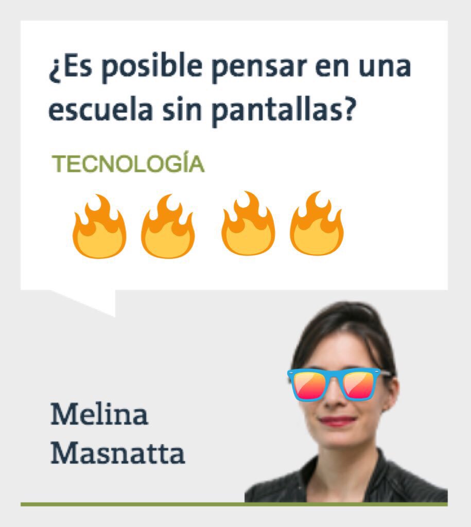melinamasnatta's tweet photo. Nueva nota > Escuelas sin pantalla?  Debate abierto @rsametband @LANACION @Tecnologia_ln https://t.co/6da5meYRrw https://t.co/SbXcoB9Z9p