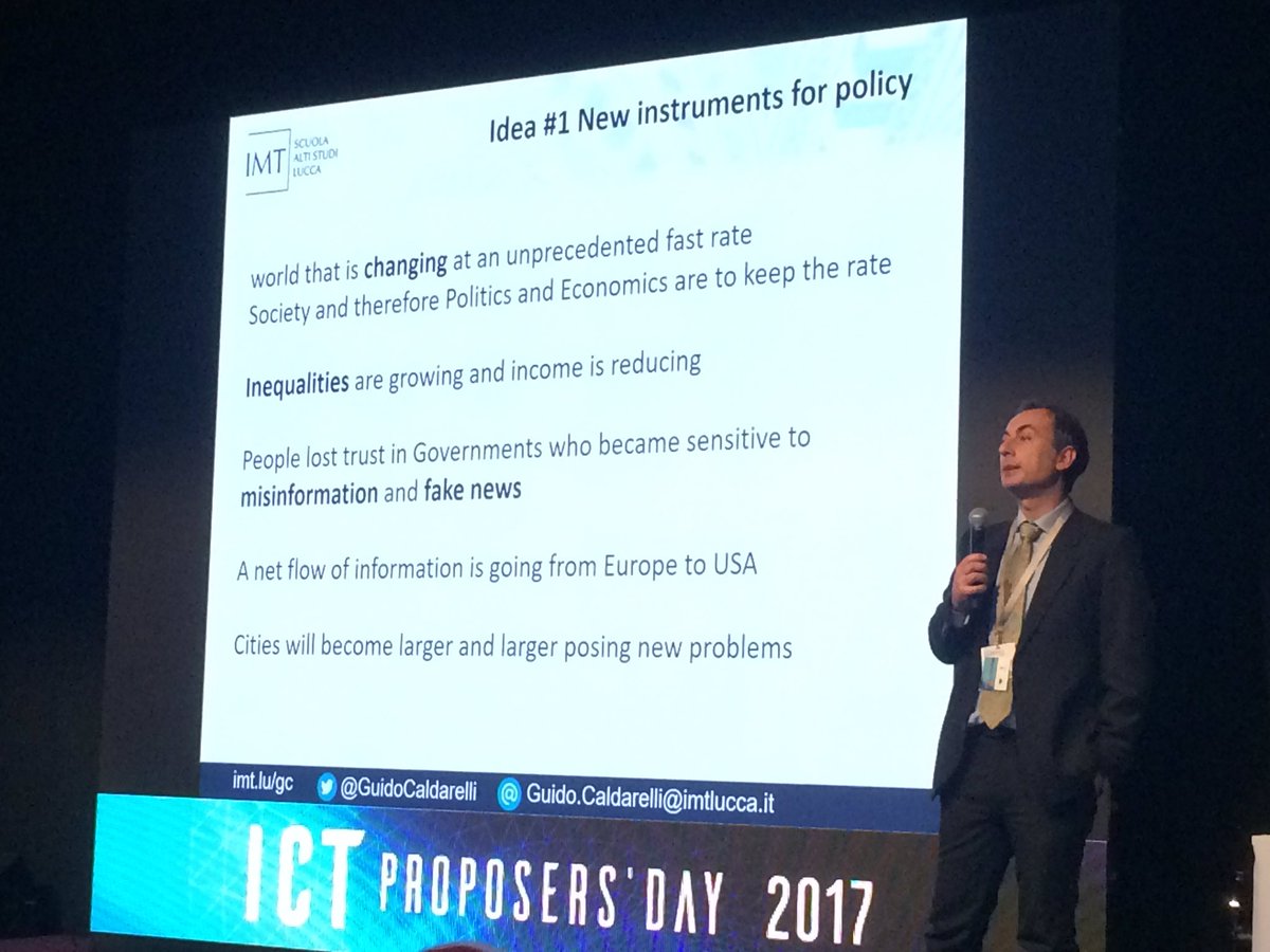 SimPolProject's tweet photo. presentation of Data4Society @GuidoCaldarelli at @ICTproposerEU #ICTpropDay @FETFlagships https://t.co/9n63OETQUm