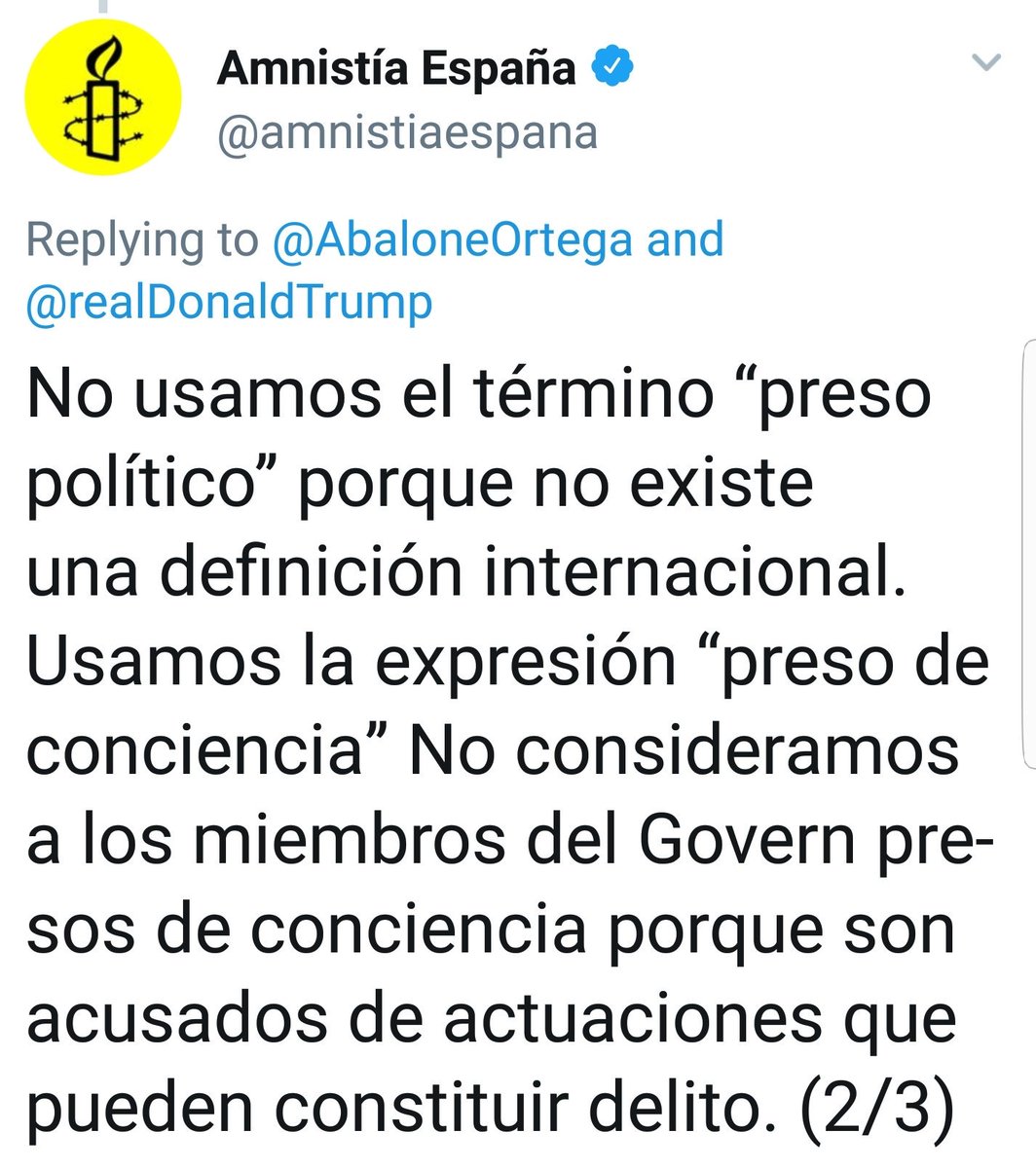 MainatJM's tweet photo. En todos esos países sí que consideráis que hay presos políticos, aunque sus actuaciones eran delictivas según las leyes de su país
¿Tenéis alguna explicación coherente? No es mucho pedir... 
@amnistiaespana https://t.co/Ll9EgRJEDd