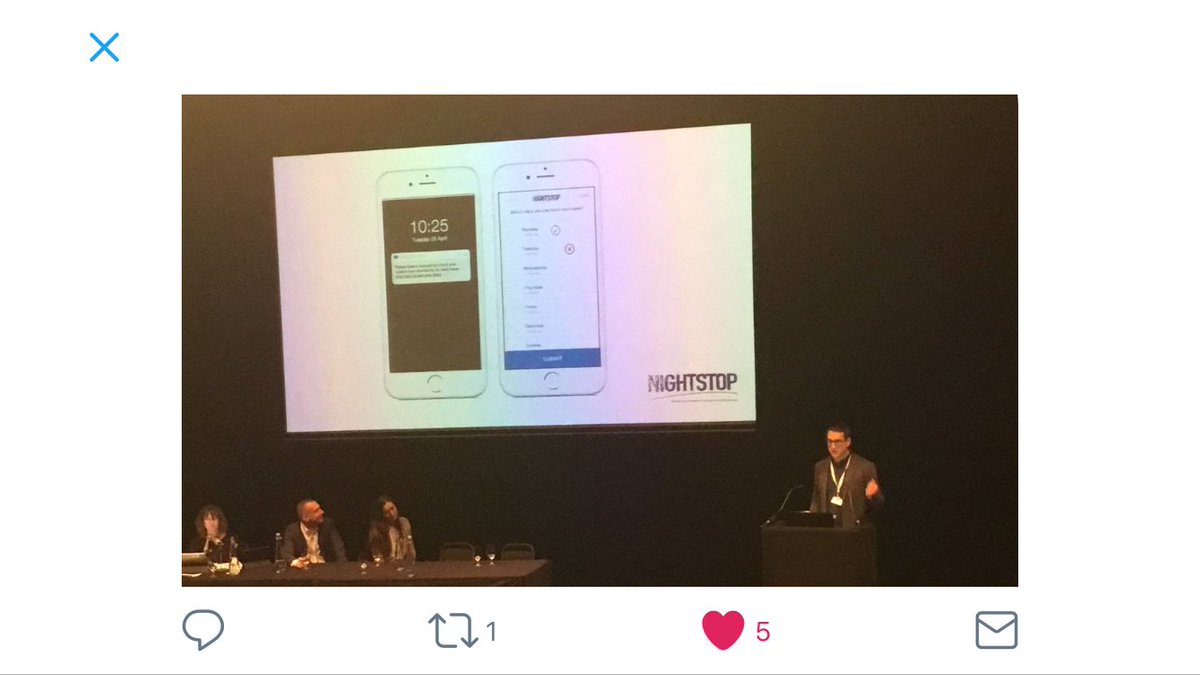 Thanks to all at #charitytech17 for inviting <a href="/NicolaHarwood/">NicolaHarwood</a> and me to talk about the <a href="/DepaulNightstop/">Nightstop</a> app - really enjoying all the questions and feedback!