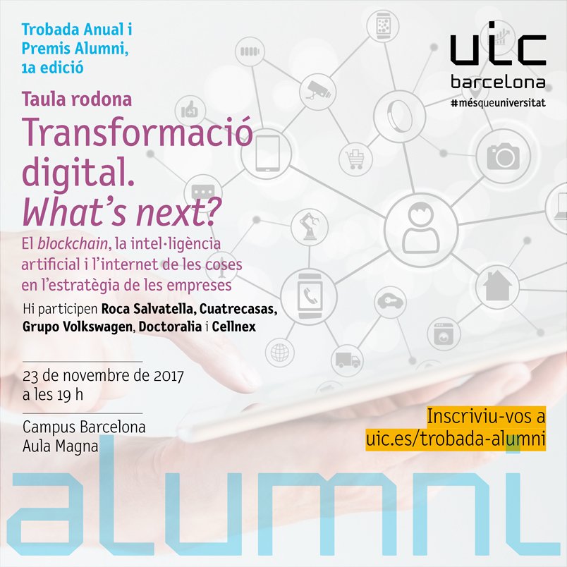 UICBarcelona's tweet photo. ⏰📣 #CoomingSoon Trobada Alumni, aquest any a més 1a edició dels #PremisAlumni. 23 de novembre, a les 19 h a l’Aula Magna. Més informació: https://t.co/O9MaIFCKNv https://t.co/xJpCHMzvEo
