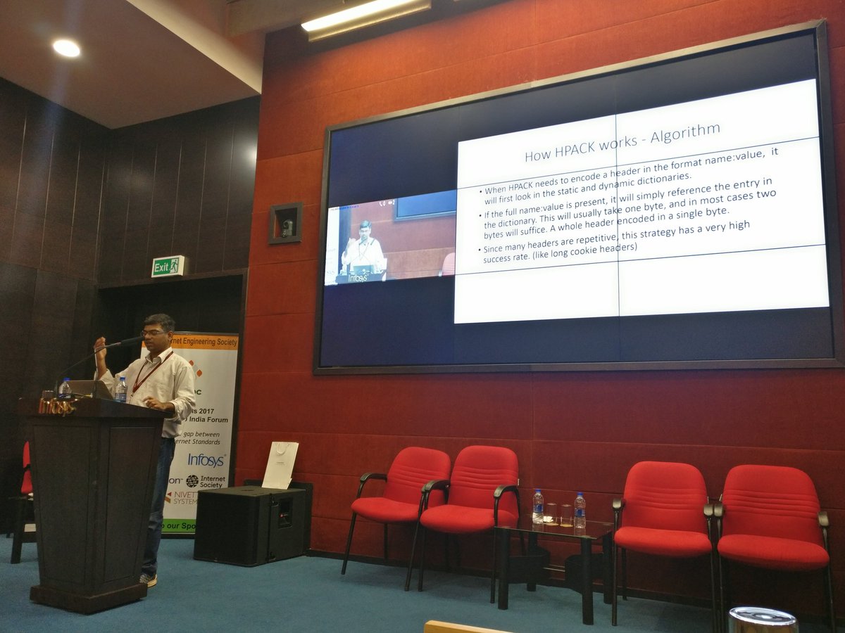VipulMathur's tweet photo. Here's @vinayakh explaining HPACK at #Connections2017 #IIESoc https://t.co/nuCzh1JzZK