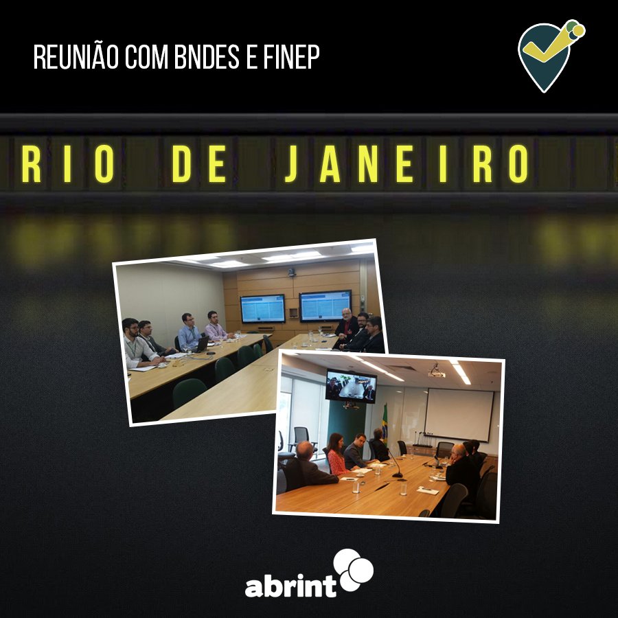 AbrintOficial's tweet photo. A ABRINT se reuniu com o BNDES e a FINEP no Rio de Janeiro com o objetivo de viabilizar crédito para os provedores regionais. #CheckinABRINT https://t.co/pfLmtIqGQl