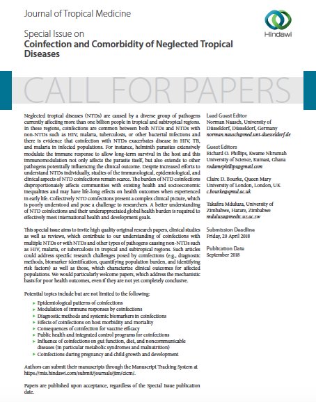 CoinfectionNtd's tweet photo. Call for Papers in: ‘Co-infections and Co-morbidity of Neglected Tropical Diseases’ for a Special Issue of the Journal of Tropical Medicine.
https://t.co/urke5RX1ZE …
@PIG_Edinburgh, @edin_EID https://t.co/K0HUka7k7L