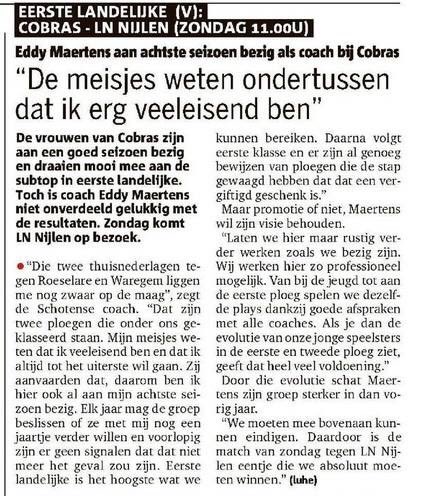 BCCobras's tweet photo. Onze Dames A in @gva! Zondag vol voor de winst! https://t.co/DKHOgIhoa2