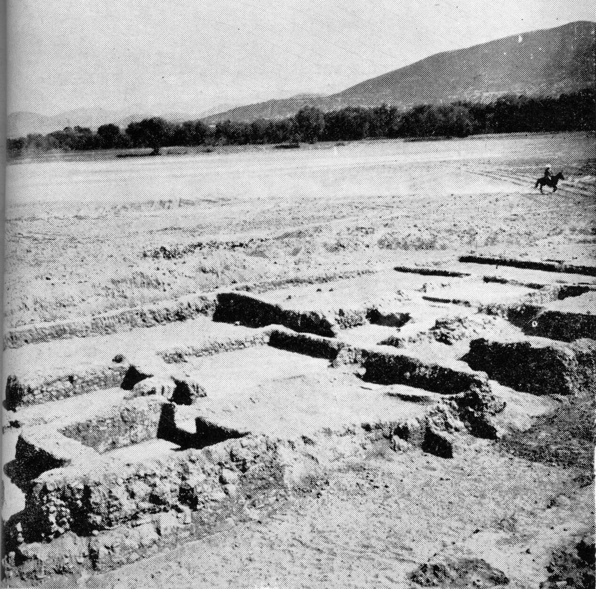 MichaelESmith's tweet photo. Teotihuacan, early 1960s excavation at La Ventilla A, Sistema 1, by Piña Chán. Note the horse and rider in the background. Wish we had a good report on this excavation, @asuteolab https://t.co/sdEXYuEfrs