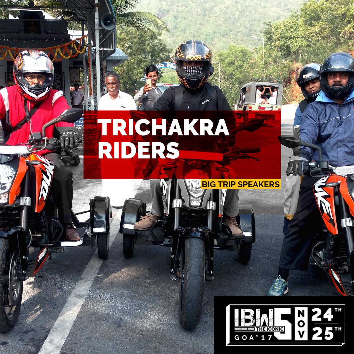 indiabikeweek's tweet photo. TriChakra riders from Chennai, comprises of people with disabilities, who ride their retrofitted KTM's with hand controlled gear systems and brakes.
Meet them and get inspired at #IBW2017 https://t.co/LJtPXR8oIz