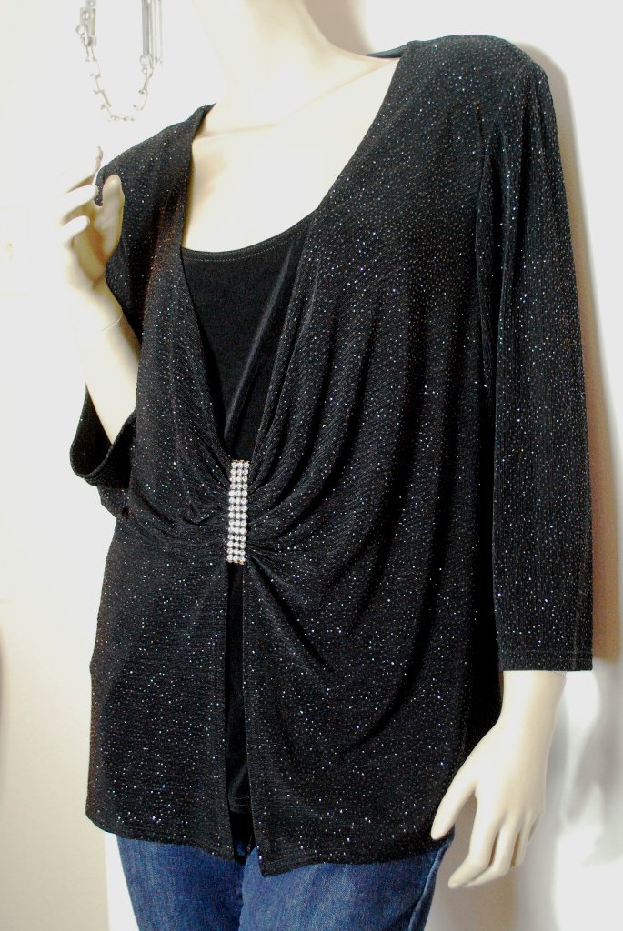 fashionblvd's tweet photo. DRESS BARN Sparkly #Rhinestone #EveningTop Plus Size 18W Slinky Knit #Twofer Dressy #Dressbarn https://t.co/G3tH2RQeK0 @eBay https://t.co/W07tXSoW4q