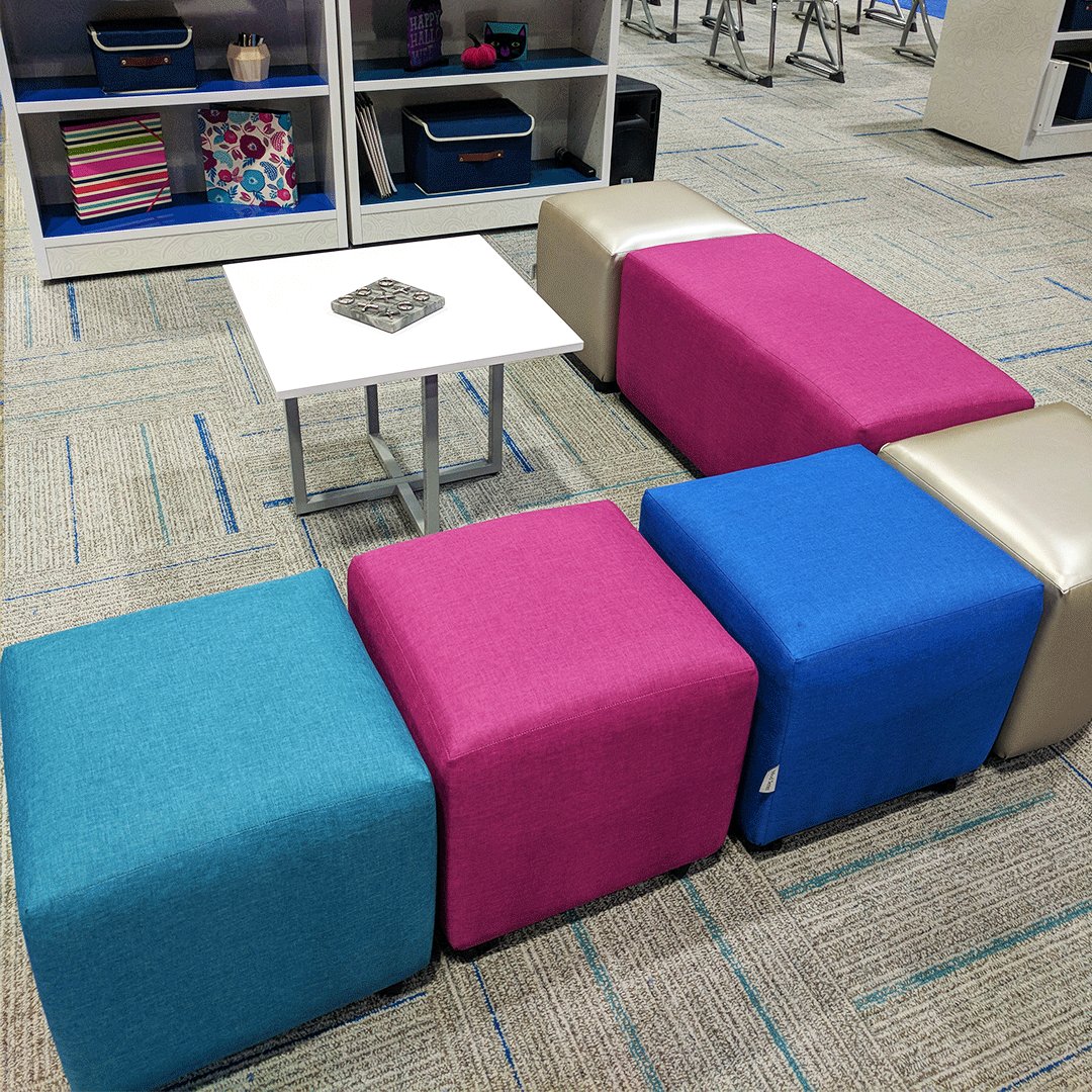 academiafurn's tweet photo. The Mod Series' Soft Seating Stools pictured at our #EDspaces2017 booth, encourage relaxed attentiveness in the #classroom. https://t.co/4B3ckJfaUE https://t.co/pVCzCnz5FO