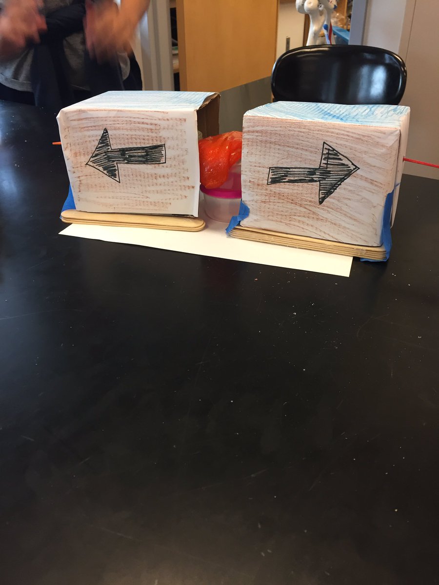 sciencecimini's tweet photo. Students created models of tectonic plate boundaries. This is a divergent boundary. Magma fills the gap. #maelsscience https://t.co/WuvYXiSYx3