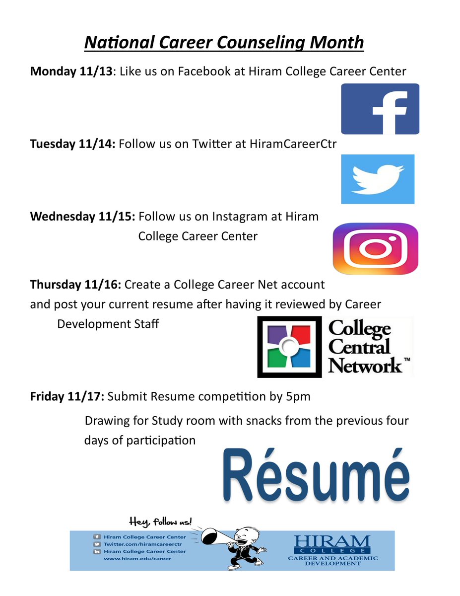 Happy National Career Counseling Month! Get your resume ready and follow all of our social media accounts!