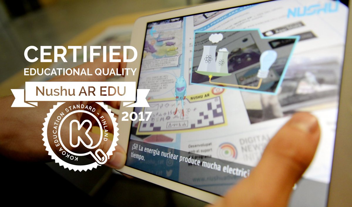 NUSHU_cat's tweet photo. Estem molt contents d'anunciar que la qualitat del nostre servei per #escoles #NUSHU AR EDU (explica les notícies als nens amb #realitat #augmentada) ha estat certificada d’acord a l’estàndard del sistema educatiu finlandès a través @KokoaStandard. https://t.co/sLzolMlcK6 #edtech https://t.co/Hweq64hB2Y