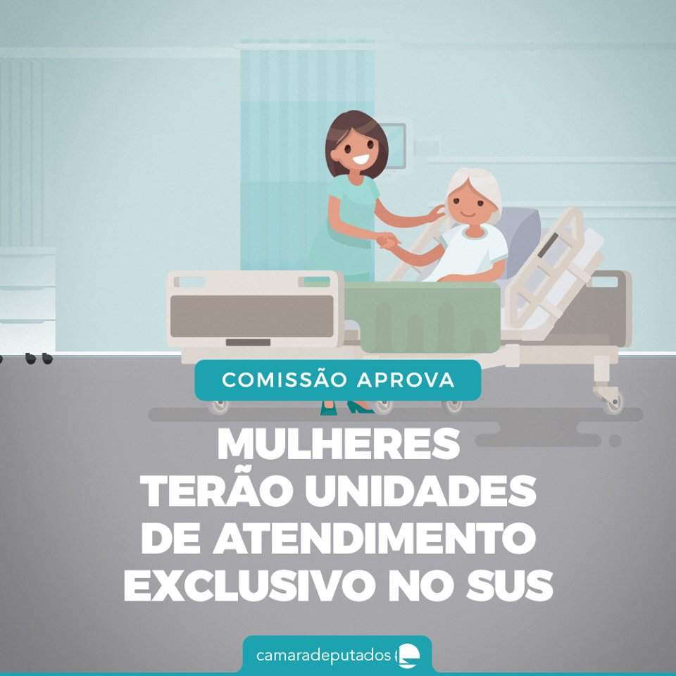 Mais uma boa notícia para nós, mulheres. Conseguimos aprovar, na Comissão de Defesa dos Direitos da Mulher, projeto que obriga o SUS a criar unidades de saúde de atendimento exclusivo a mulheres, na proporção de uma para cada 100 mil habitantes.