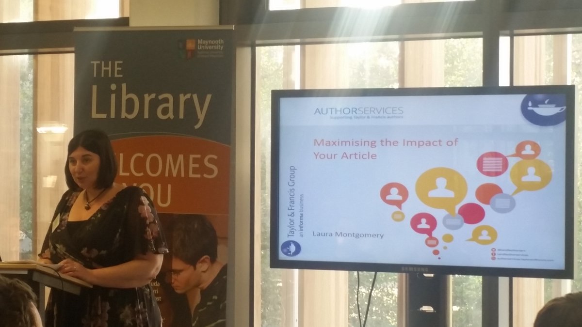 librarydaydream's tweet photo. Laura Montgomery from Taylor &amp; Francis @LibraryLantern gives tips on how to maximise the impact of your published article. #munral2017 @library_MU https://t.co/4hHe80pi4x