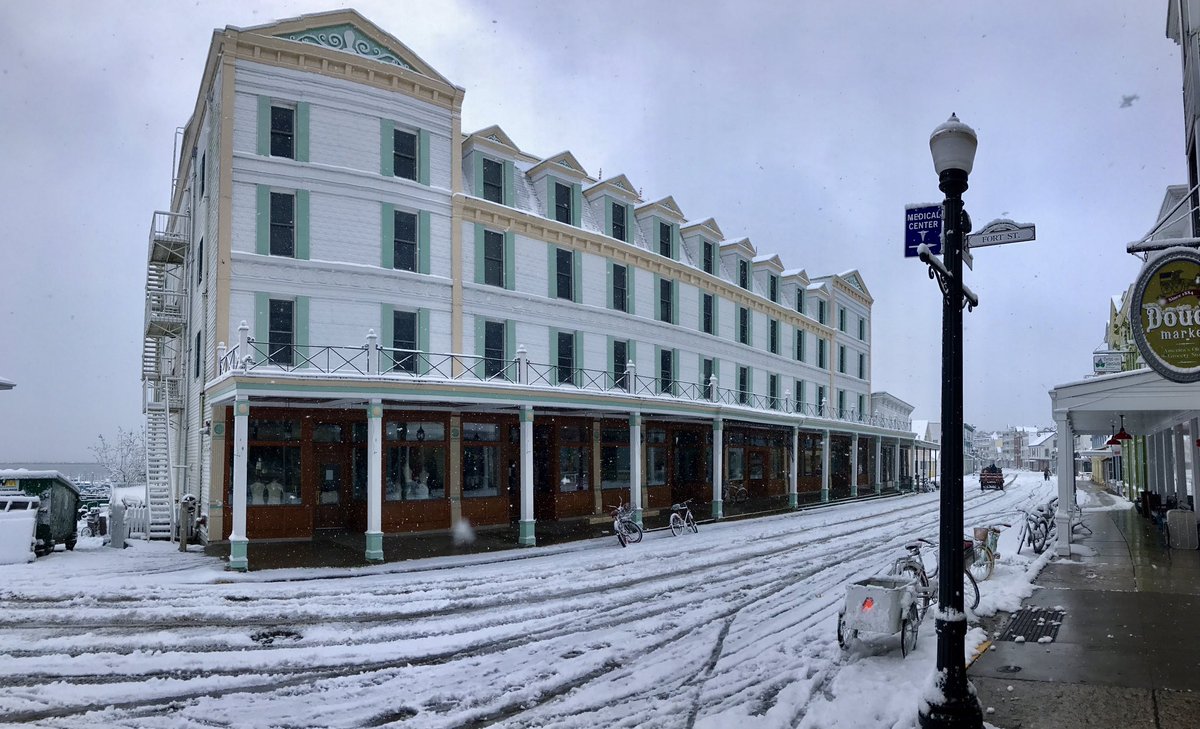 Mackinac Island awoke to a snowy wonderland his morning!