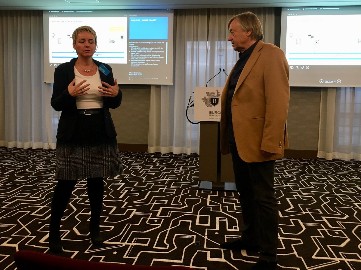 olhauri's tweet photo. Selbstverantwortung fördern und ergebnisorientiert führen statt Präsenzkontrolle. Franziska Röthlisberger über #worksmartCH bei @PostSchweiz an der #tagungbüroszene. https://t.co/7YwABTdUg3