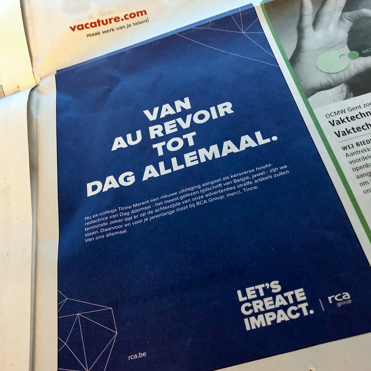 petercoox's tweet photo. Merci, @tinnetweet. Merci voor de fijne jaren en veel succes bij De Persgroep! #wegaanjemissen #letscreateimpact #vacaturedotcom #hln #rcagroup https://t.co/Ld18Pzly0S