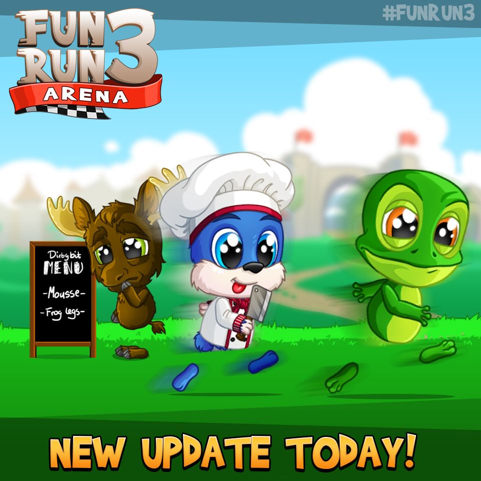 TheFunRun's tweet photo. Have you seen what's on the menu? It's a new #FunRun3 update! Wonder what bluebear is cooking! 🙈  #update #iOS #Android #multiplayer #racing #game https://t.co/rGSMKH8mxw
