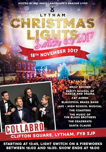 Lytham Christmas Lights switch on - Saturday 18th November by <a href="/Collabro/">COLLABRO</a> and a line up of great acts including the Deadbeats. Hosted by BBC Radio Lancashire's <a href="/GrahamLiver/">Graham Liver</a>. See you there!