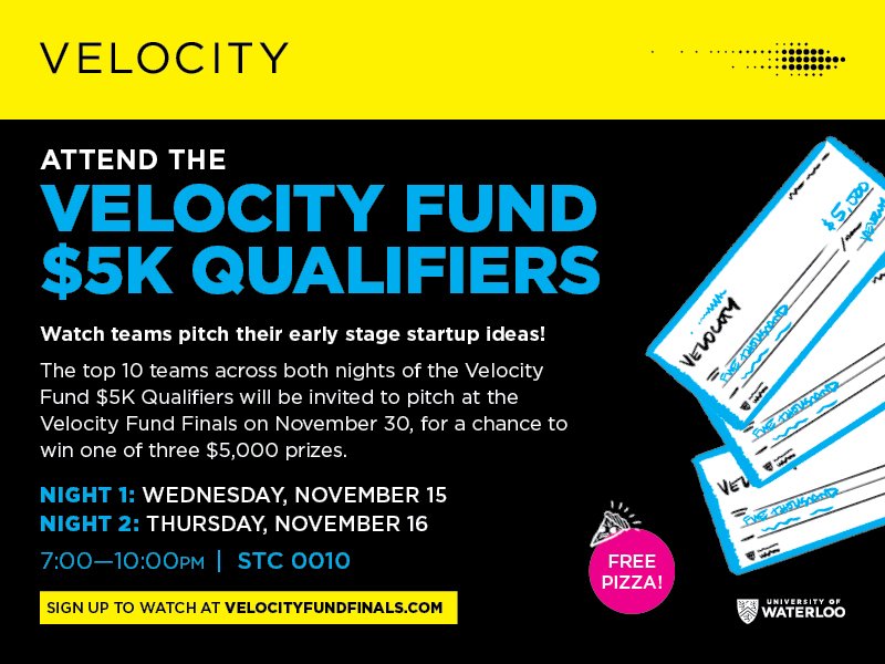 UWVelocity's tweet photo. Next week Wednesday + Thursday are the Velocity $5K Qualifiers! Register to see great pitches and get free pizza! ► https://t.co/Op5MWMXKzA https://t.co/PyOrwaYFQP