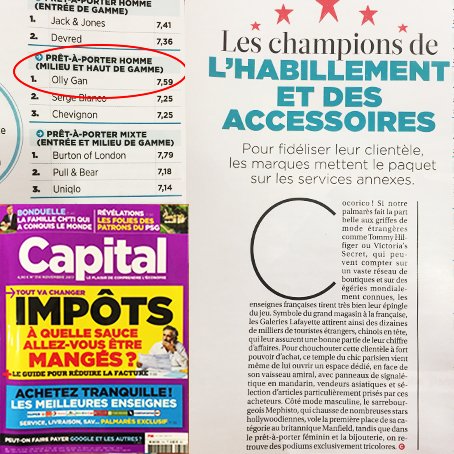 OllyGanCom's tweet photo. #1! OLLYGAN à la 1ère place du classement CAPITAL des "Champions de l'habillement et des accessoires"! @MagazineCapital https://t.co/d2WQOdWp3x
