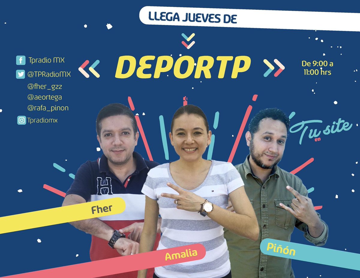 TPRadioMx's tweet photo. Ya inicia el mejor programa deportivo de todos los tiempos #DeporTP con un excelente análisis de sus comentaristas, bueno menos Piñon 🎙📡📻 #TPRadioMX https://t.co/uyIwI2MkxQ @fher_gzz @rafa_pinon @aeortega https://t.co/zNhGNg1fR5