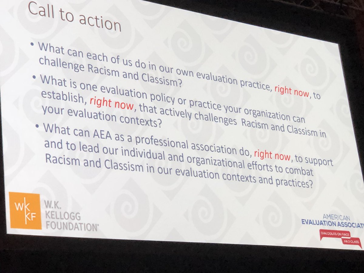 HarveySMU's tweet photo. What we can do to address racism and classism in our evaluation profession for the advancement of our society and communities #AEA2017 #Evaluation https://t.co/B6RW97Ktro