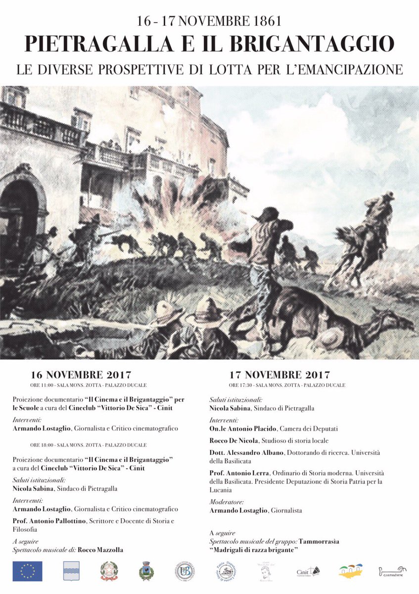 CantinartePtg's tweet photo. Si torna a parlare di brigantaggio a Pietragalla 16-17 Novembre prossimi. La storia vista e raccontata da diverse angolazioni. Vi aspettiamo https://t.co/gCib3DZTd9