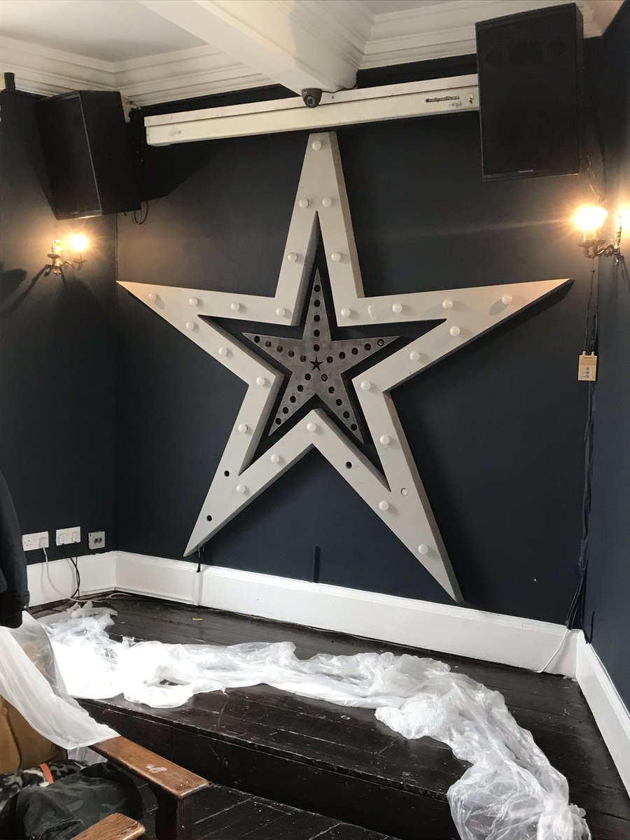 Function room in progress at <a href="/StarbyHD/">Star By Hackney Downs</a> in @FarrowandBall Hague blue #decorating #London #hackney #interiors #decor painter