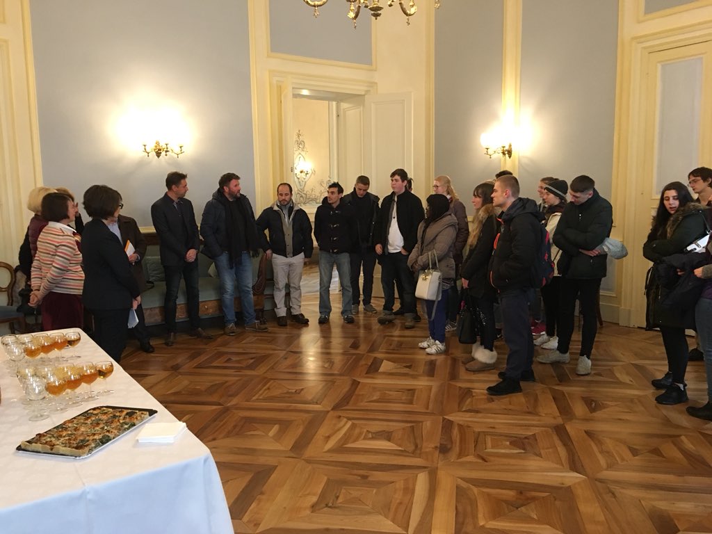 .<a href="/Gloscol/">Gloucestershire College</a> catering students and their hosts at the CFA de Groisy meeting the Deputy Mayor of Cheltenham’s twin town Annecy