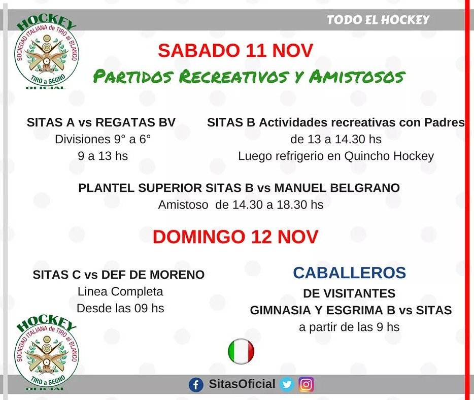 #Hockey partidos recreativos , amistosos y oficiales #VamosSitas 🇮🇹🏑🏑 <a href="/sitashockeyof/">Hockey Sitas Oficial</a>