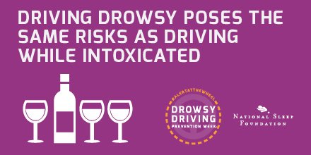 RoadToZeroUS's tweet photo. Did you know that driving while drowsy has the same risks as driving under the influence #alertatthewheel #drowsydrivingweek https://t.co/Hst4nzeoFy