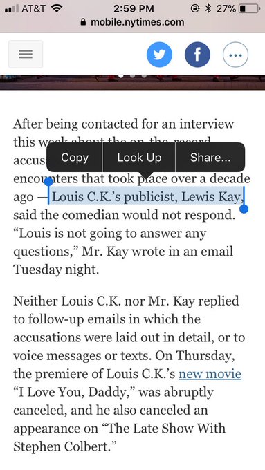 HOLD ON. Louis CK’s publicist is name Lewis Kay?!!!!! https://t.co/ycYCURaaE5