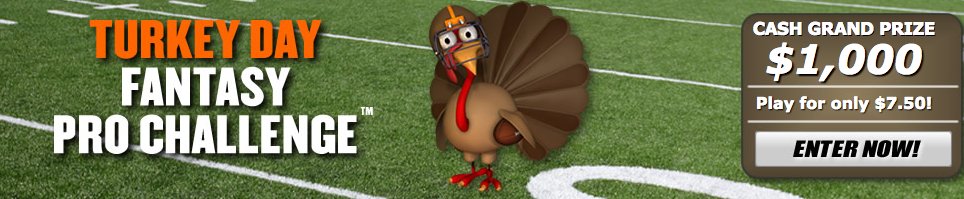 cdmsports's tweet photo. 🦃 Day Fantasy Pro Challenge is Back! Stuff your pockets with the $1,000 Cash Grand Prize!

https://t.co/mXje5acDFy https://t.co/8px54fJKFT