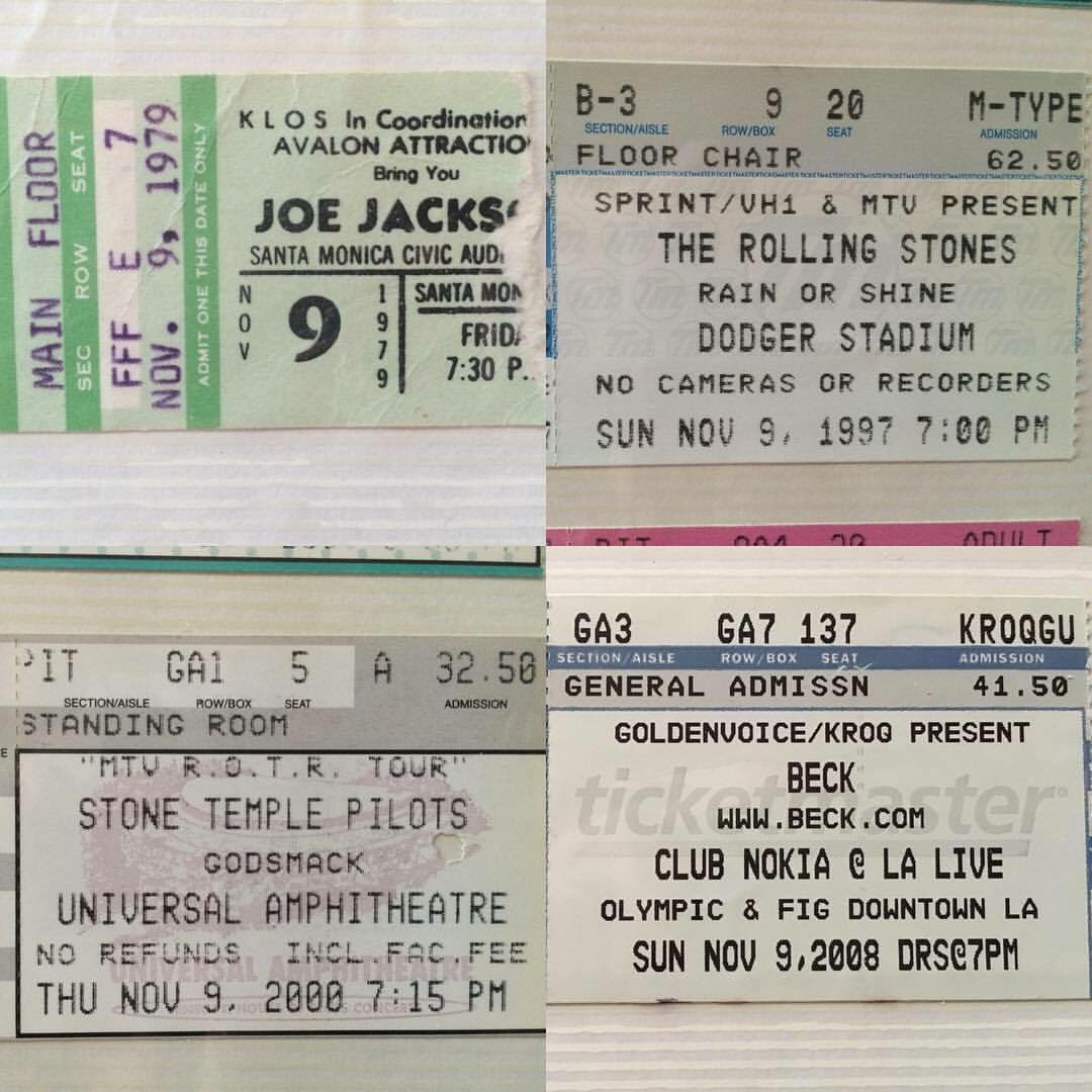 hasssarah's tweet photo. #onthisday #tbt #joejackson  #therollingstones #dodgerstadium #1997 #stonetemplepilots  #universalamphitheatre #2000 #beck #clubnokia #2008 https://t.co/ssfhUIrGy1