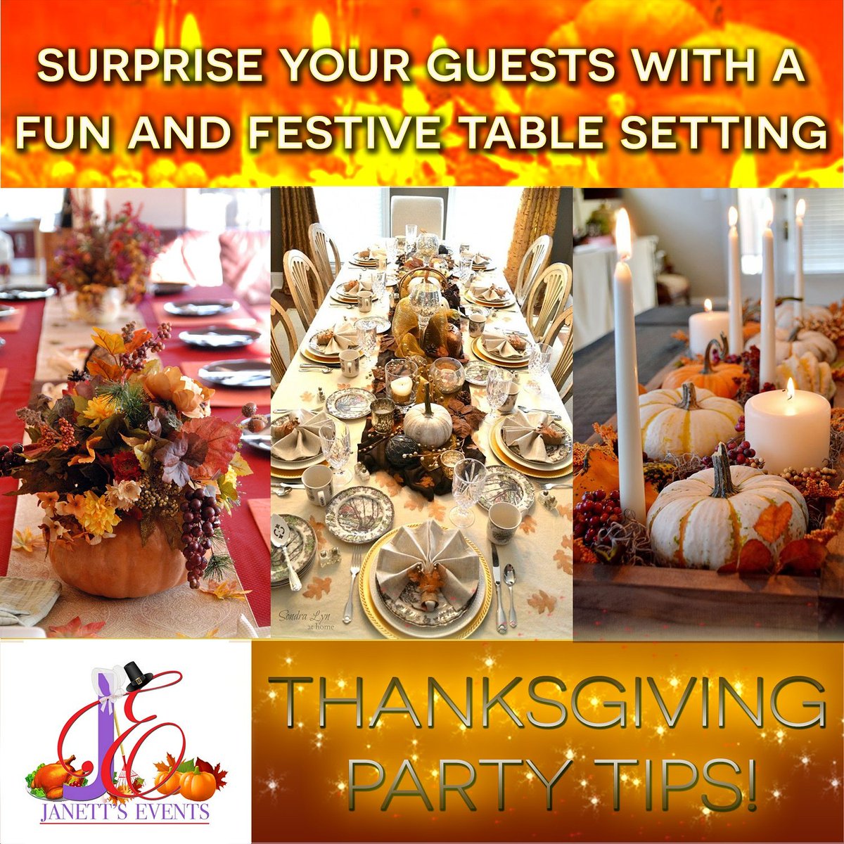 Janetts_Events's tweet image. Make your Thanksgiving party fun and festive! 
#Atlanta #Events #HolidayParty #Atlantastaffing  #Atlanteventstaff #Atlantwaitstaff.