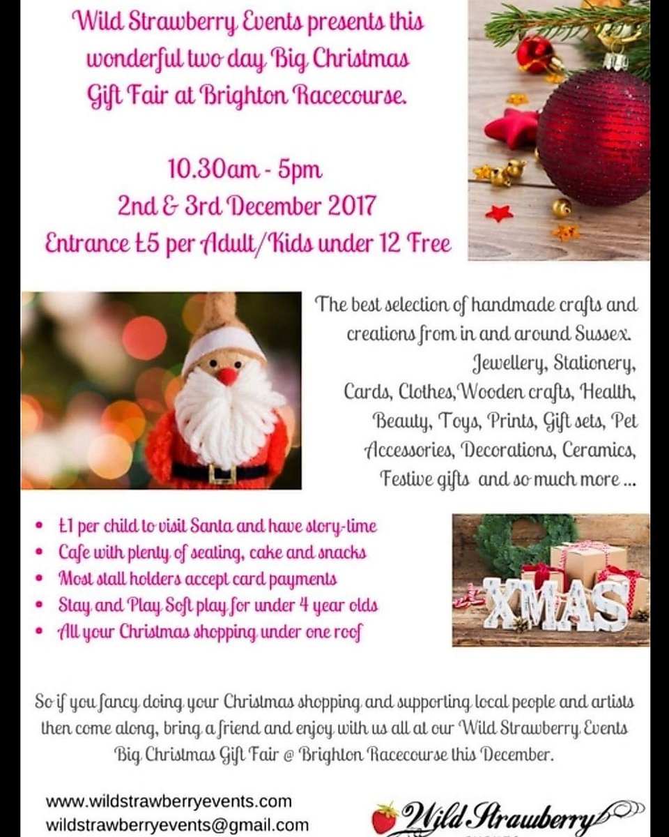 Pls RT . Brighton's Biggest Christmas Gift Fair at Brighton Racecourse
100 Stalls, Santa, Full Cafe, Disabled Friendly and FREE Parking!
facebook.com/events/1903657…