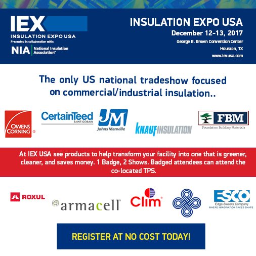 IEXUSA's tweet photo. The only US national tradeshow focused on commercial/industrial insulation, #IEXUSA - Register at NO cost today! https://t.co/1EhL9zsZrU https://t.co/SbbRxbdtgN