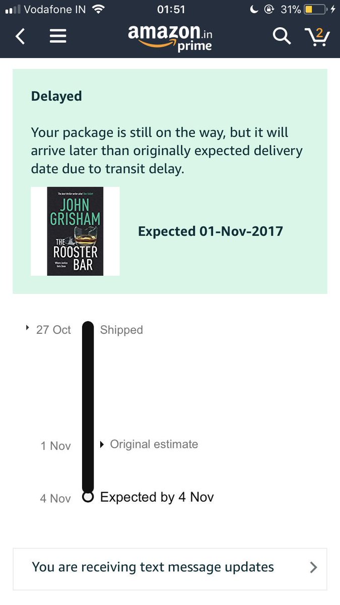 30somethinglif's tweet photo. It’s 9th Nov. The book is MIA. Cause @amazonIN staff love talking till you give up in place of work.
@AmazonHelp #AmazonPrimeFail
@JeffBezos https://t.co/v46jbqrhp1
