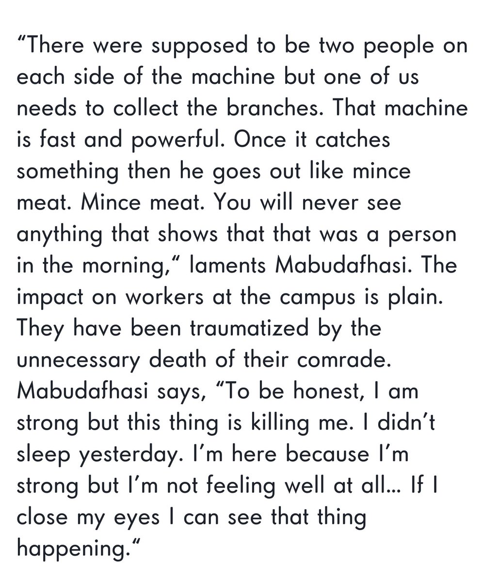 The_Fabled_Fez's tweet photo. .@UPTuks please release a statement regarding Mokhiti Moeti, an outsourced worker believed to be butchered while working at LC campus while using a compost making machine he may not have been skilled enough to use? #CountryDuty https://t.co/chLIF6R0R2