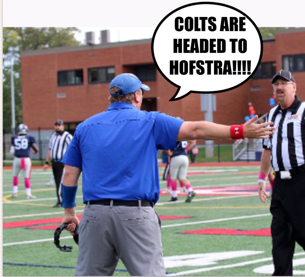 HounFootball's tweet photo. The BEST head coach around! Let's Go Colts! #hofstrabound @CalhounHS https://t.co/aSI68SvSsp
