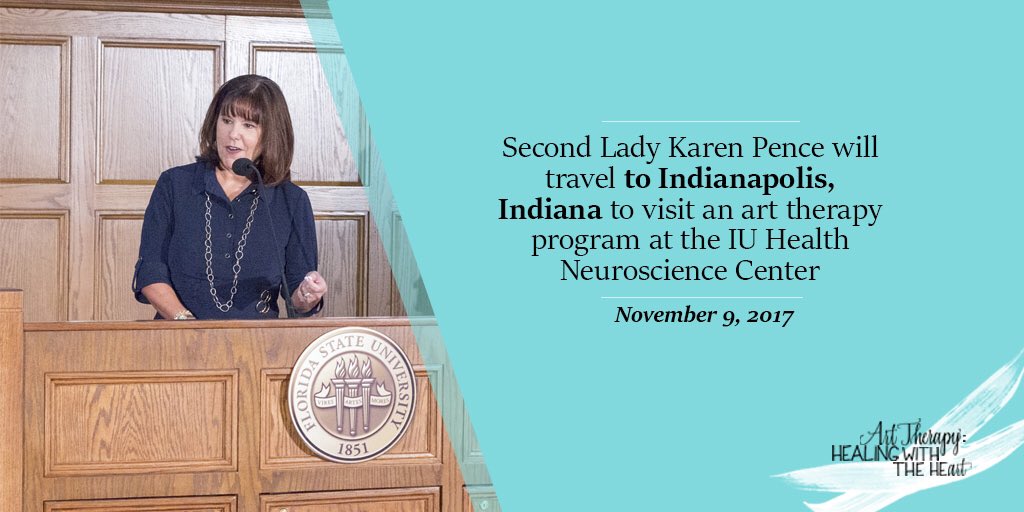 SecondLady45's tweet photo. Looking forward to visiting @IUMedSchool &amp; @IU_Health in #Indy today to learn more about #ArtTherapy research. @HerronSchool https://t.co/BCNYfRYpVQ
