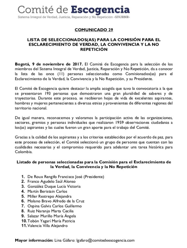 CdeEscogencia's tweet photo. @CdeEscogencia anuncia los nombres de los 11 comisionados(as) seleccionados(as) para la CEV https://t.co/MBuplPJUsV